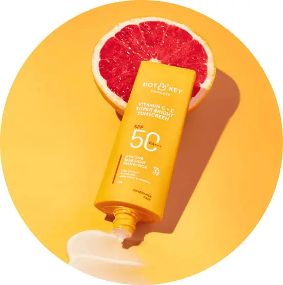 Picture of Dot & Key Vitamin C + E Super Bright Sunscreen SPF 50+++ | for Even Toned & Glowing Skin | No White Cast, WaterLight I UVA/B & Blue Light Protection 80gm - Yellow
