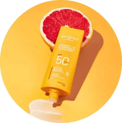 Picture of Dot & Key Vitamin C + E Super Bright Sunscreen SPF 50+++ | for Even Toned & Glowing Skin | No White Cast, WaterLight I UVA/B & Blue Light Protection 80gm - Yellow