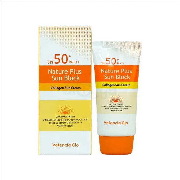 Picture of Valencia Gio Nature Plus Sun Block Collagen Water Resistant Sun Cream SPF 50+ PA+++70ml - White