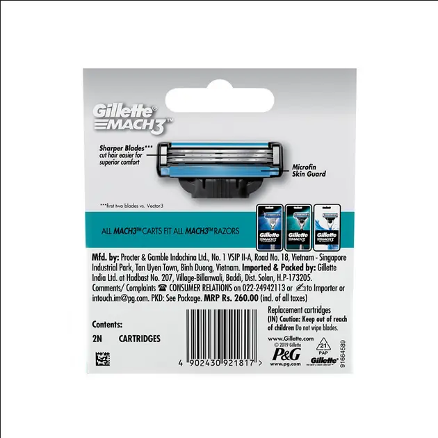 Picture of Gillette Mach 3 Manual Shaving Razor Blades - 2s Pack (Cartridge)