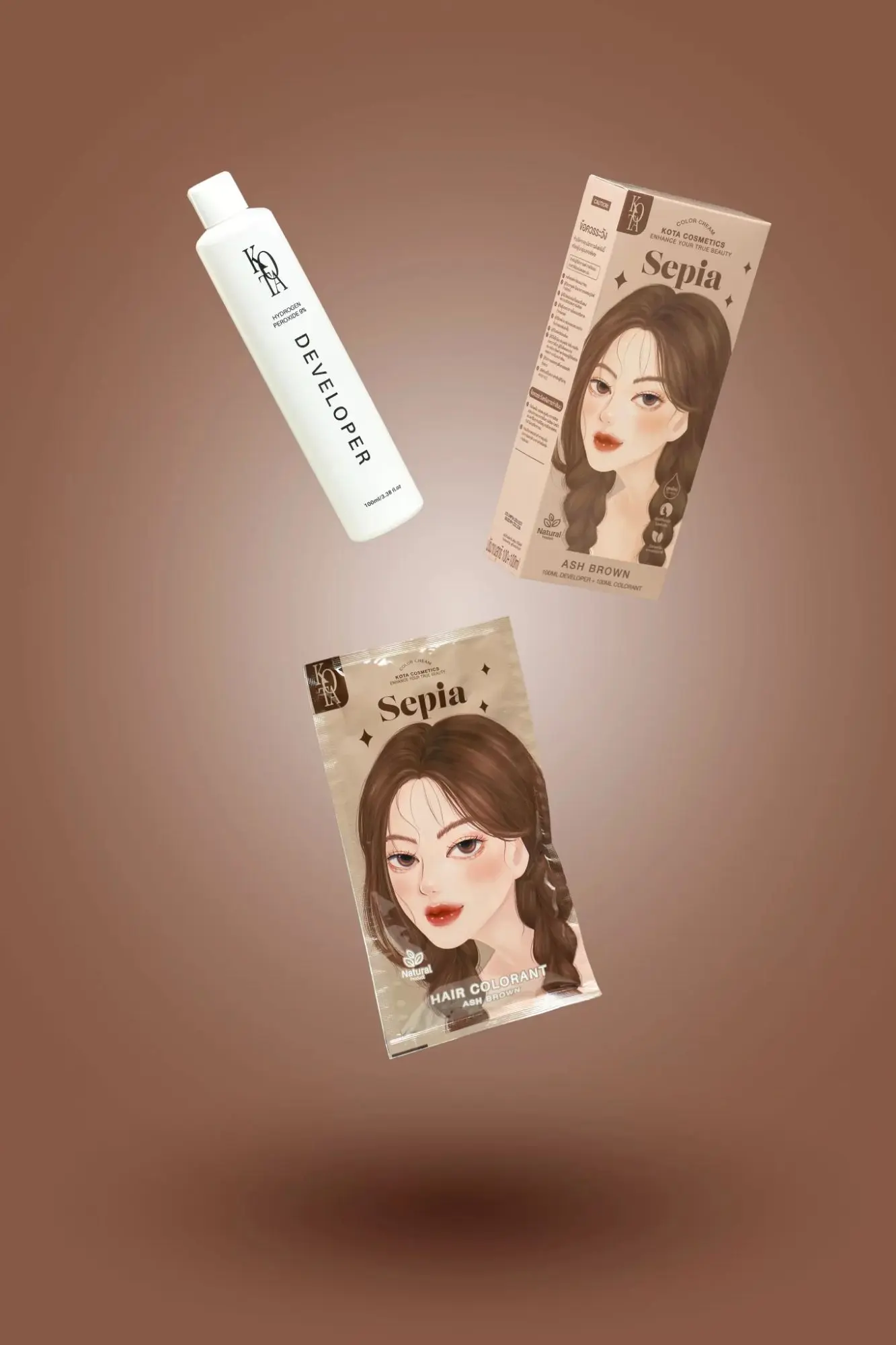 Picture of Kota Color Cream Hair Dye Ash Brown Hair Color - Multicolor