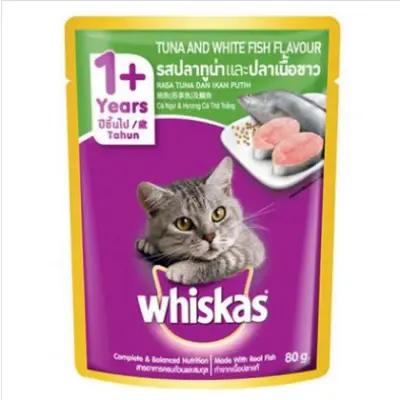 Picture of Whiskas Cat Food Tuna and White Fish Flavor - 80gm - 80 gm
