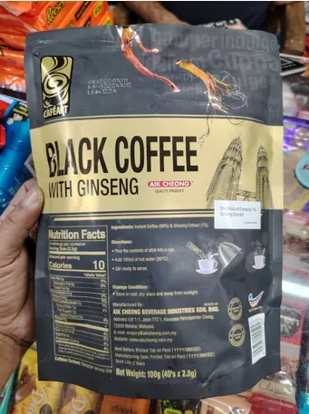 Picture of Black Coffe Instant coffee, Withginseng-100gm(40pcs*2.5g)Malaysian