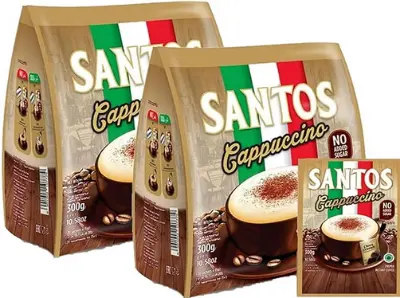 Picture of Santos Cappuccino (Pack of 2) - Premix Instant Coffee - No Added Sugar - with Choco Granule - 2x 20 Sachets x 15g (Total 40 sachets)
