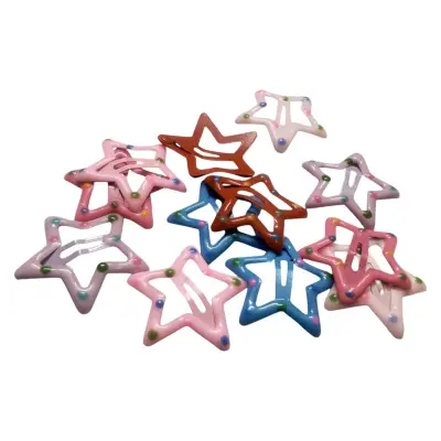 Picture of 12 pcs Cute Multicolor Star Pentagram Y2k Fashion Five Pointed Star Hair Clip Set
