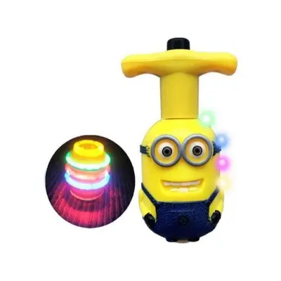 Picture of Flashing top Children Funny Toys - Minion Spinning Top Magic Lattu Toy Flashing Plastic with LED Lights Electric Music Attractive Toy Non-Toxic and Safe Spinning Top Laser Kids Toys
