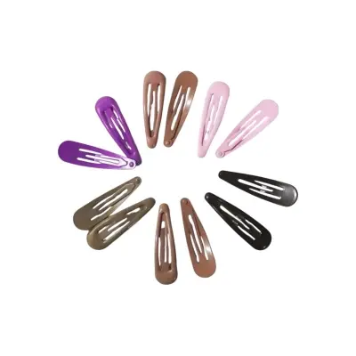 Picture of 12pcs Metal Snap Korean Hair clips, Candy Color Sweet Clip, Coated Smooth Surface, Basic Hair Barrettes, Hair pins For Girls Hair Accessories