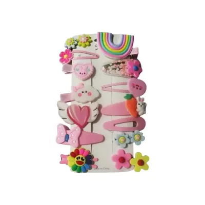 Picture of 14 Pcs Hair Clip Set, Baby & Girl Hair Clip Set, Cartoon Bobby Pin Baby Hair Clips, Colorful Girls Hairgrips Cute Kids Hairpins