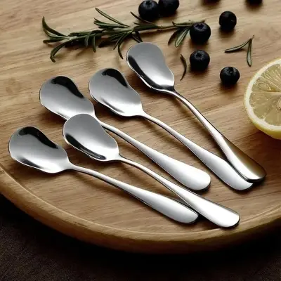 Picture of 6 Pcs Stainless Steel Household Spoon Coffee Scoops Ice Cream Dessert Tea Spoon Tableware Kitchen