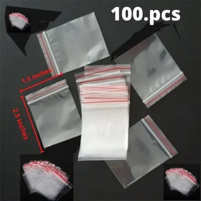 Picture of Plastic Zip Lock Pouch 1.5" x 2" Inch Bags 100pcs Plastic Poly Bag With Zipper Plastic Transparent Bags For Women/wed/gift Jewelry Packaging Display