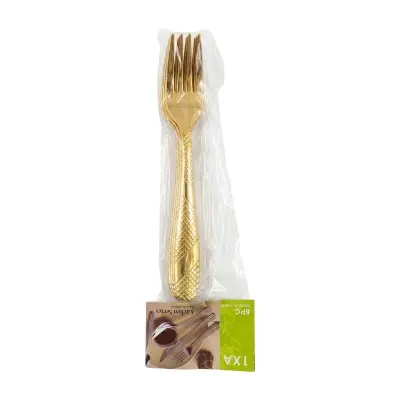 Picture of 12-Pcs Set Golden Color Tea Spoon Set Stainless Steel (Tea Spoon 6-Pcs & Fork Spoon 6-Pcs)