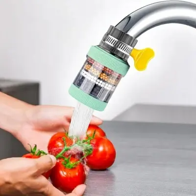 Picture of Multi-Layer Activated Carbon Faucet Water Filter – Splash Proof, Washable and Detachable Tap Purifier – Ideal for Kitchen Sink, Universal Fit