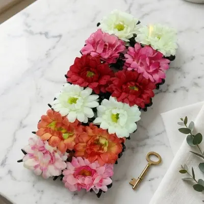 Picture of Super Quality Multicolour stylish Hair Clutcher with beautiful flower for girls and women, Kakra, 1pcs