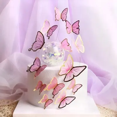 Picture of 9/10pcs 3D Butterfly Cake Toppers Wedding Birthday Dessert Cupcake Decoration GJCUTE