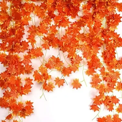Picture of Windowsill Autumn Leaf Garland Maple Leaf Vine Fake Leaf Decoration (7ft) - artificial flower