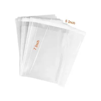 Picture of 35 Pcs 5*7 inch Crystal Poly Easy to Use Clear Flat Cellophane Bags With Adhesive Closure (China Poly)