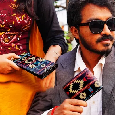 Picture of Stylish Jamdani Design Wallet and Long Wallet For Men & Women