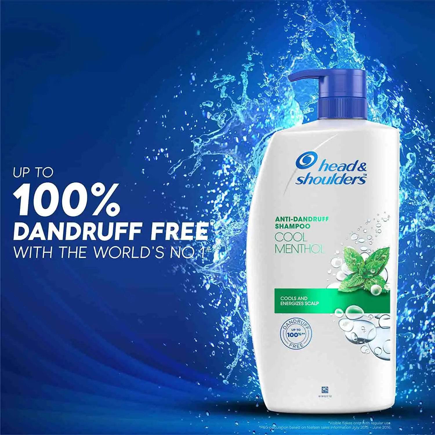 Picture of Head & Shoulders Cool Menthol AntiDandruff Shampoo for Women & Men, 1L - Multicolor