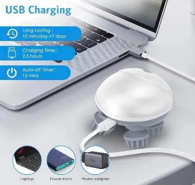 Picture of Electric Scalp Massager Portable Head Massager with Kneading 96 Massage Nodes, Handheld Head Scratcher Massager for Stress Relax and Pain Relief, Ideal Gifts for Women, Men - Multicolor