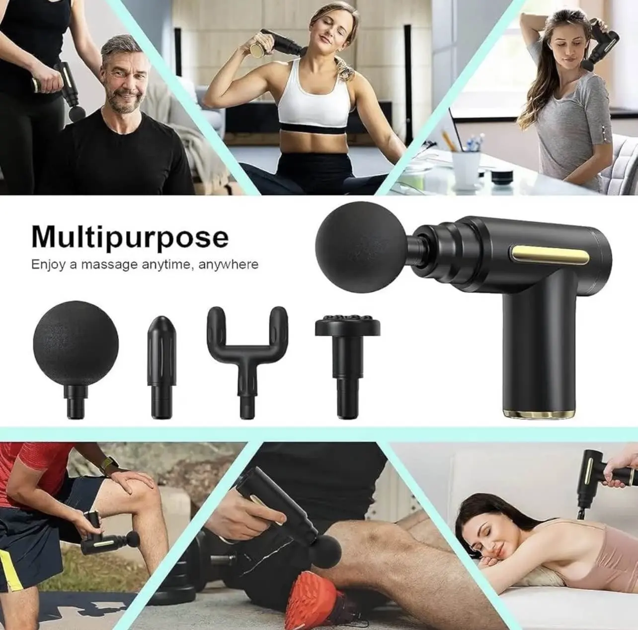 Picture of Mini Electric Massage Gun Portable Deep Tissue Massage Gun - Pain Relief USB Rechargeable Body Massager - Multicolor