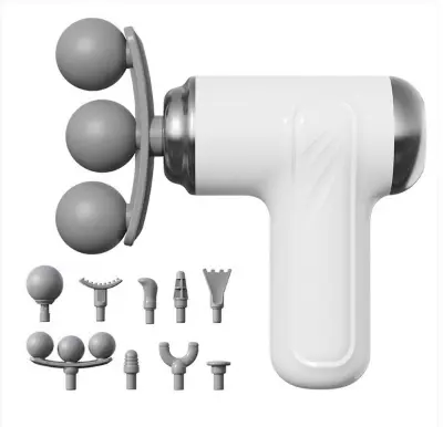 Picture of Cross-Border 3-Head Fascia Gun 9-Head Interchangeable Body Massager Deep Hitting Muscle Relaxation Shoulder, Waist and Back Massager - Multicolor
