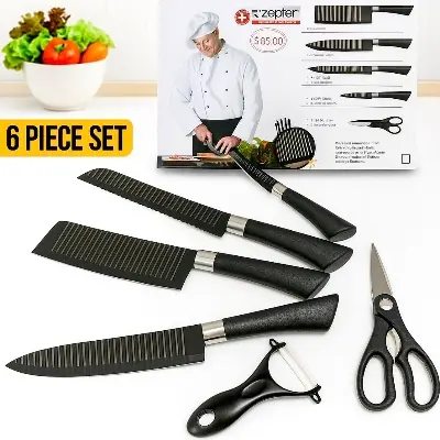 Picture of Zepter 6 Pcs Stainless Steel Kitchen Knife Set – Sharp, Durable, Premium Quality – Chef & Cooking Knives for Home & Restaurant Use - Multicolor