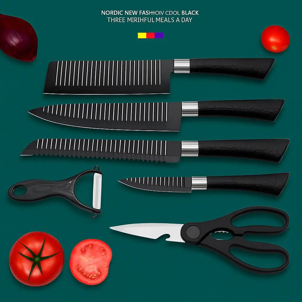Picture of Zepter 6 Pcs Stainless Steel Kitchen Knife Set – Sharp, Durable, Premium Quality – Chef & Cooking Knives for Home & Restaurant Use - Multicolor