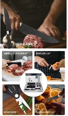 Picture of Zepter 6 Pcs Stainless Steel Kitchen Knife Set – Sharp, Durable, Premium Quality – Chef & Cooking Knives for Home & Restaurant Use - Multicolor