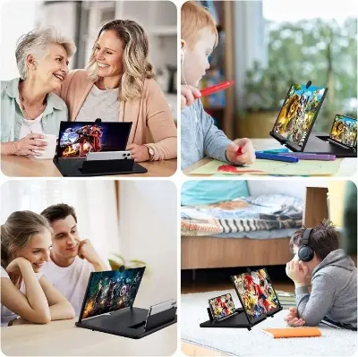 Picture of 3D Mobile Phone Screen Amplifier Foldable Glass, Phone Holder, Movie/Video Magnifier for Smartphone Enlarged Screen - Multicolor