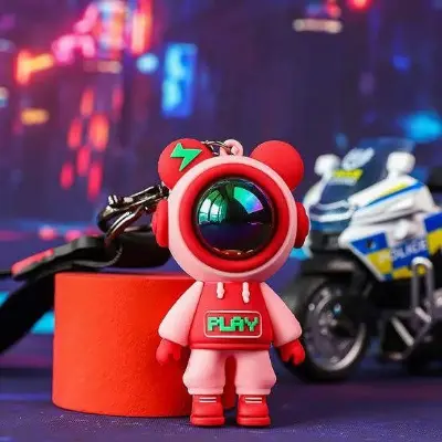 Picture of Astronaut Bears Key Chains Ring Fashion Cute Animal Bag Key ring Holder for Motor Bike Car Accessories Gift