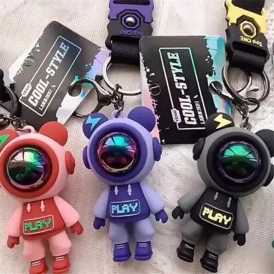 Picture of Astronaut Bears Key Chains Ring Fashion Cute Animal Bag Key ring Holder for Motor Bike Car Accessories Gift