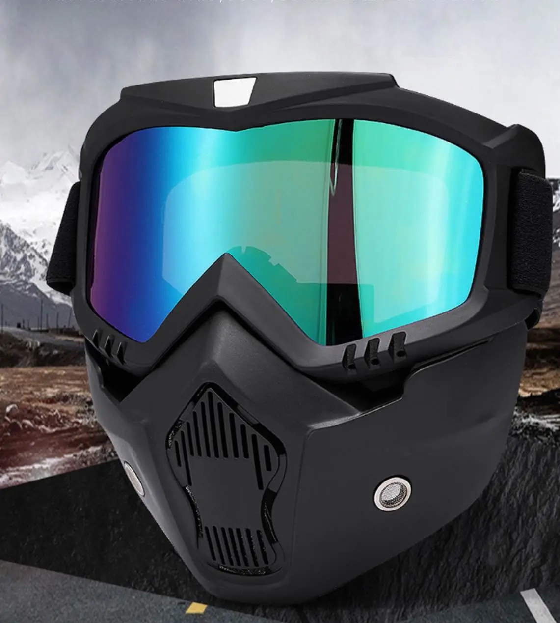 Picture of Modular Motorcycle Bike Riding Helmet. Helmet Face Cover -Reflective Multi or Mercury Glass for Biker.