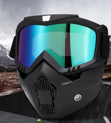 Picture of Modular Motorcycle Bike Riding Helmet. Helmet Face Cover -Reflective Multi or Mercury Glass for Biker.