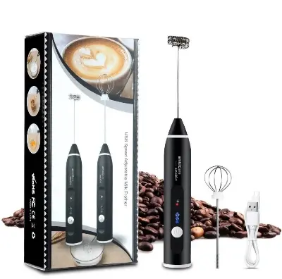 Picture of Rechargeable Milk Frothers with 2 Stainless Steel Whisks for Coffee Cream by Kitchen Glance - Multicolor