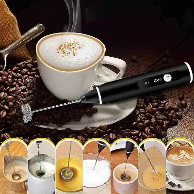 Picture of Rechargeable Milk Frothers with 2 Stainless Steel Whisks for Coffee Cream by Kitchen Glance - Multicolor