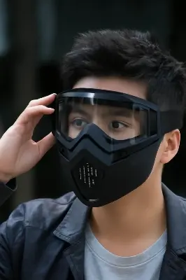 Picture of Modular Motorcycle Bike Riding Helmet Helmet Face Cover for biker White Glass