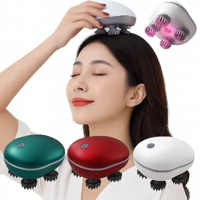 Picture of Electric Head Scalp Massager with 4 Kneading Massage Heads Body Deep Tissue Massager for Hair Growth Relaxtion and Cat Pet Claw USB Rechargable Scalp Massager Body Massage Health Care - Multicolor