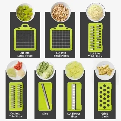 Picture of 16 in 1 Multifunction Vegetable Cutter with Squre Basket – Portable Chopper, Shredder & Grater for Quick Meal Prep - Multicolor