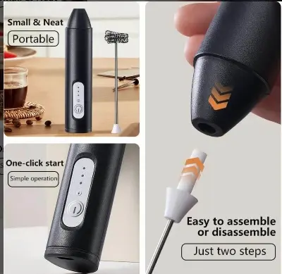 Picture of Rechargeable Portable Electric Egg Beater for Home Baking, Coffee, Cake Mixer, Handheld Cooking Stick, Handheld Type - Multicolor