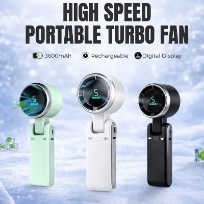 Picture of Turbo Fan HandheldRechargeable Fan Portable Mini Hand Fan USB Rechargeable Foldable Hanging Neck fanUSB Mini Portable Small Turbo Fan - Multicolor