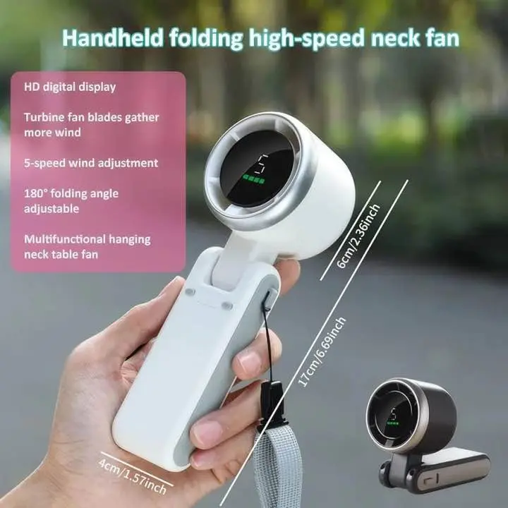 Picture of Turbo Fan HandheldRechargeable Fan Portable Mini Hand Fan USB Rechargeable Foldable Hanging Neck fanUSB Mini Portable Small Turbo Fan - Multicolor