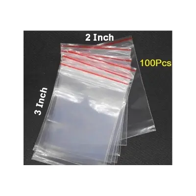 Picture of 100Pcs- Zipper Lock Bag Zip Lock Plastic Transparent Packet Zipper Poly Clear Plastic Bags Re-Useable Re-Sealable Packaging Bags For Food Storage & Dispensers