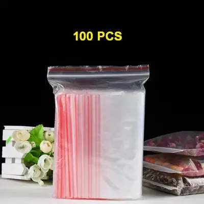 Picture of 6"X8" Inch Pack of 100 Pcs Clear Zipper Poly Bag / Zip Lock Bag