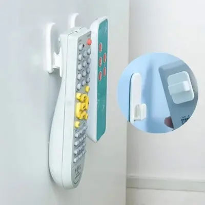 Picture of 2 Pair (4Pcs) Self Adhesive Plastic Hooks Holder Remote Control Sticky Hook Hanger TV Air Conditioner Key Wall Storage