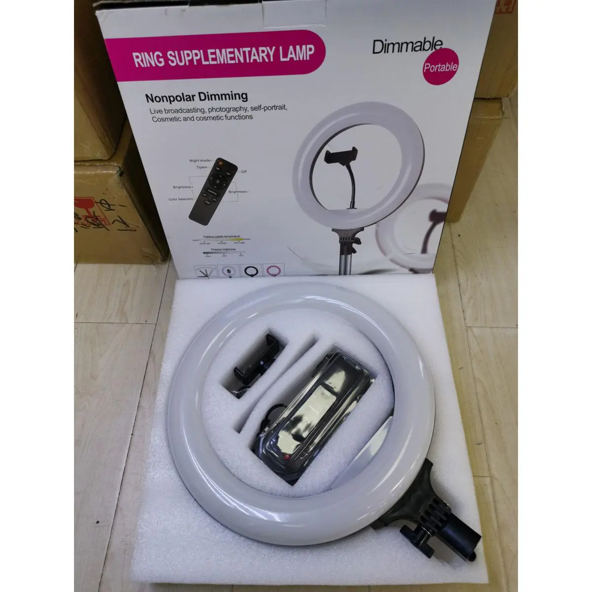 Picture of 14'' Remote control Dimmable Ring Light Live Broadcasting, photography, Self-portrait with Light Stand for Smartphone Black