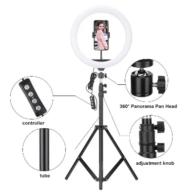 Picture of 10’’ Ring Light Photo Studio Camera Makeup video Light Lamp with 7fit Tripod for Smartphone Black