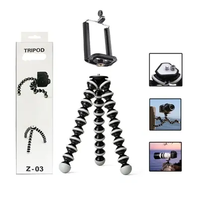 Picture of Gorilla Octopus Camera Tripod With Phone Holder - Tripod Black and White