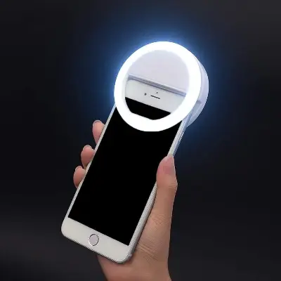 Picture of Selfie Ring Light Rechargeable Portable Mini LED Light Black