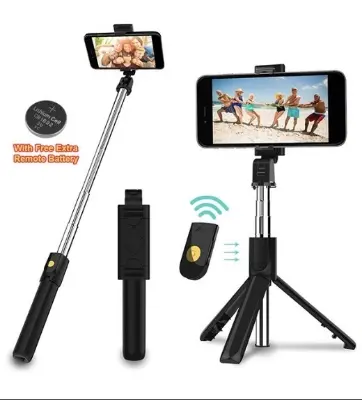 Picture of Q07 Flexible Selfie Stick Tripod Stand Bluetooth Remote Control For Phone Camera Black