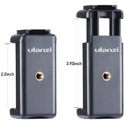 Picture of Ulanzi ST-07 Adjustable Phone Holder Vlog Phone Clip with 1/4 Inch Screw Hole Extending Cold Shoe Smartphone Camera Kit Black
